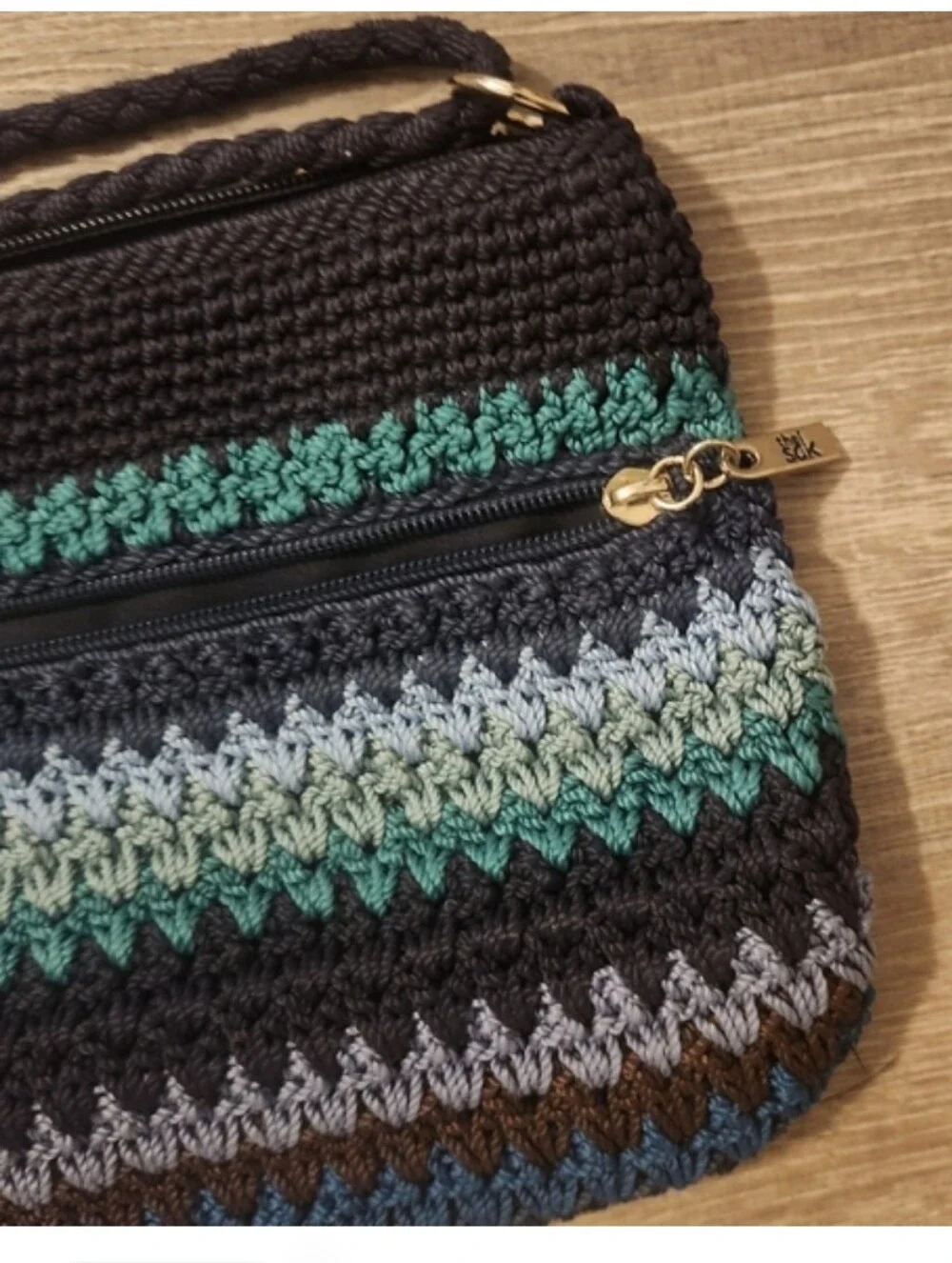 The Sak NWT Blue Stripe Crochet 3-in-1 Bag | Crossbody Shoulder Clutch